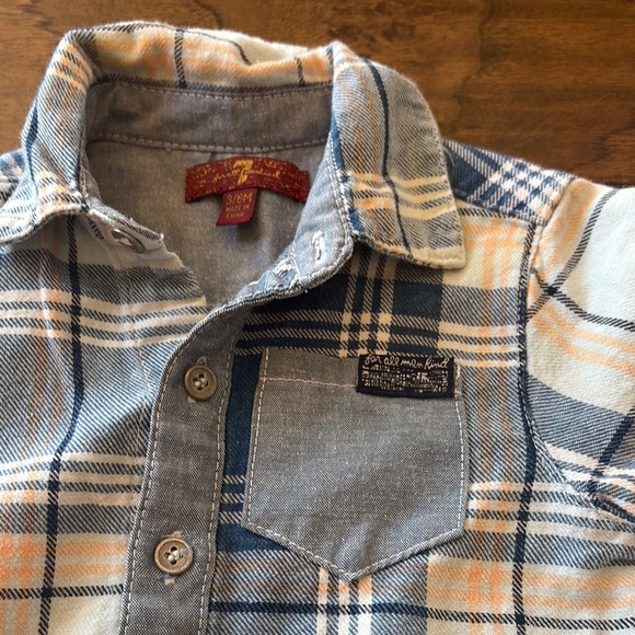 7 for all mankind Plaid Baby Onesie Polo Outfit - Picture 3 of 6